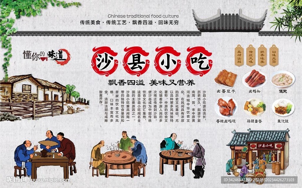 沙县小吃背景墙