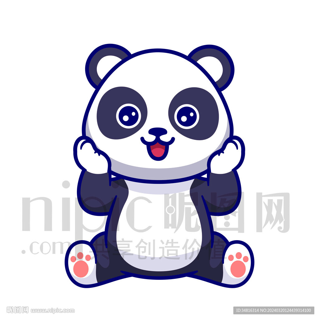 可爱卡通大熊猫捂脸