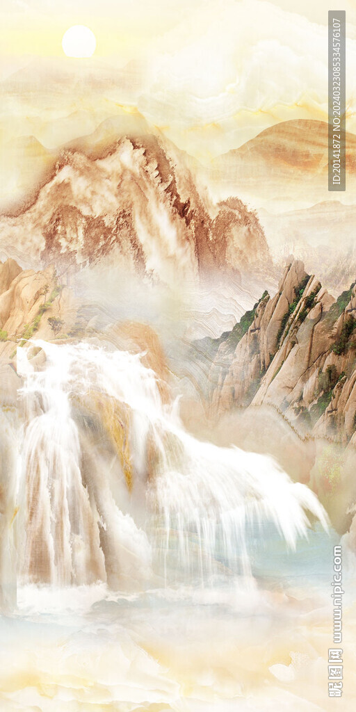 大理石山水玄关背景