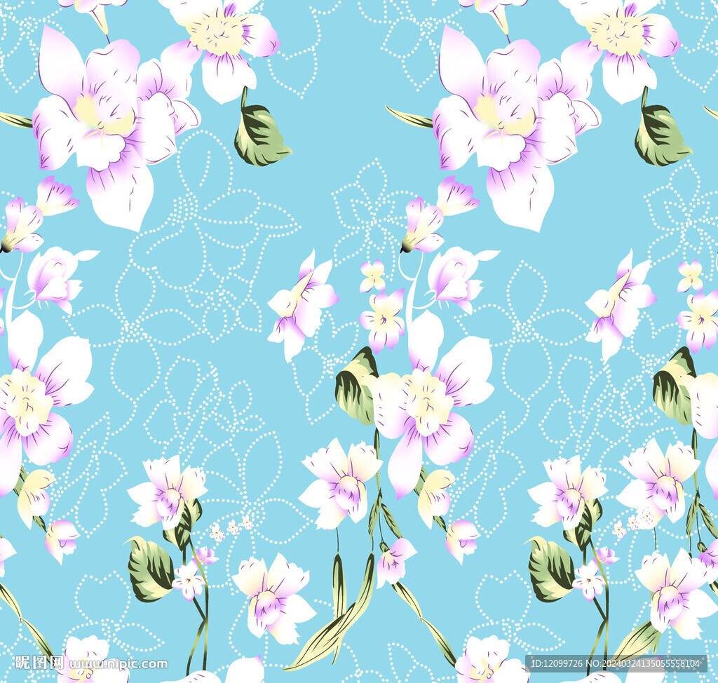 线条花朵数码印花