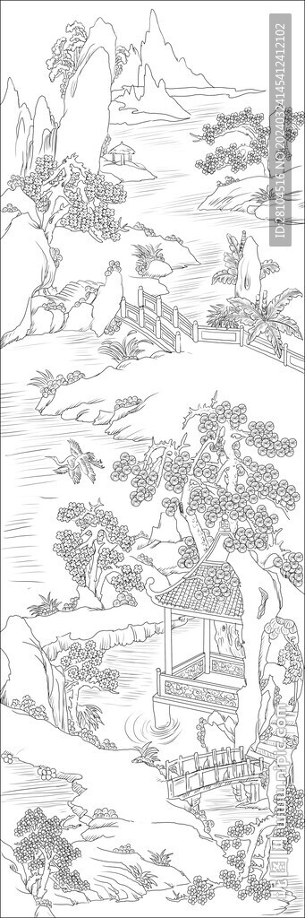 山水白描
