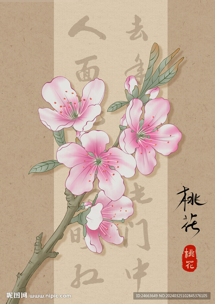 桃花插画