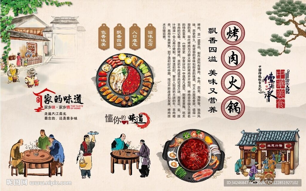 烤肉火锅背景墙