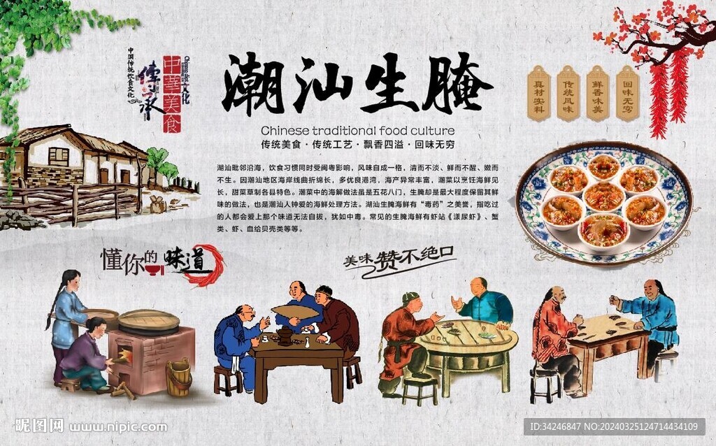 潮汕生腌背景墙