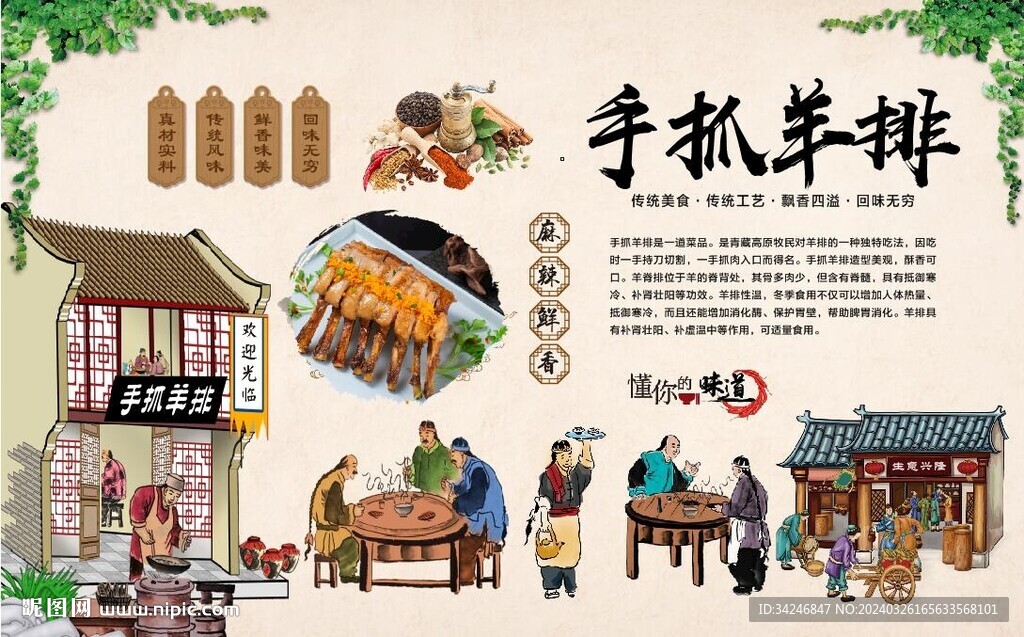 手抓羊排背景