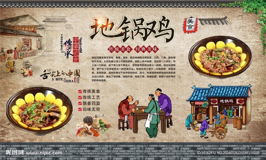 地锅鸡背景墙