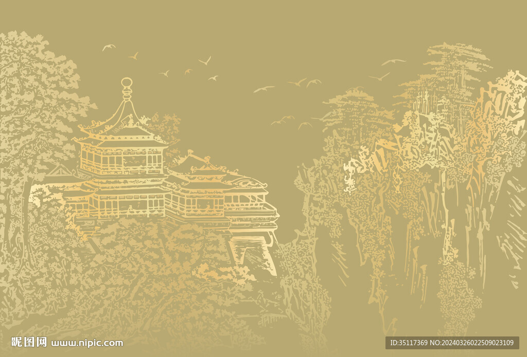 新中式壁纸壁画装饰画
