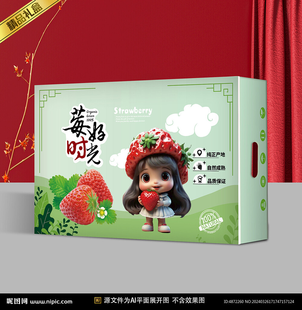 草莓包装平面展开图