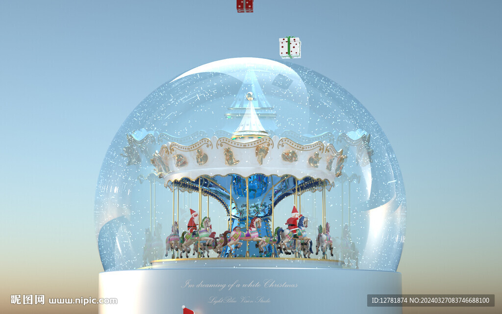 圣诞水晶球旋转木马动画视频