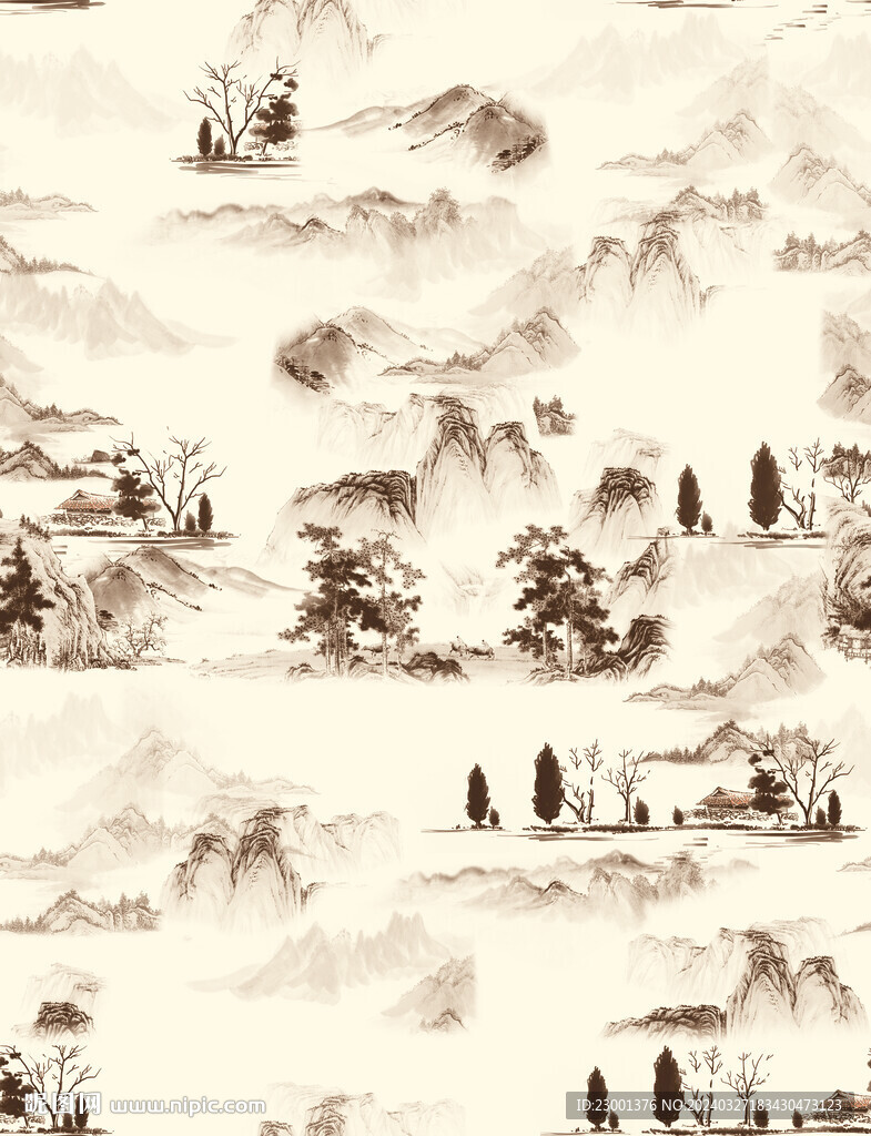 无缝   水墨画