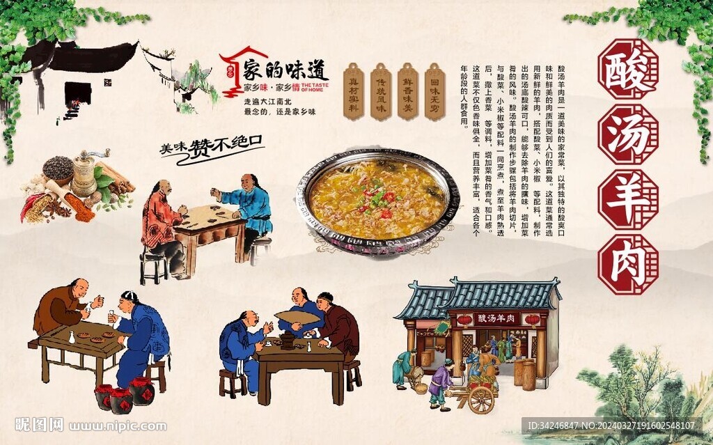 酸汤羊肉背景墙