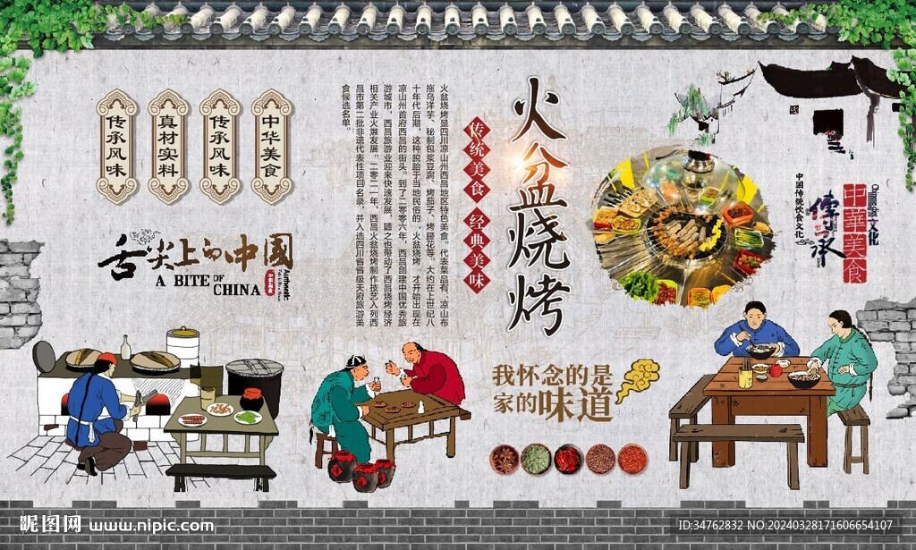 火盆烧烤背景