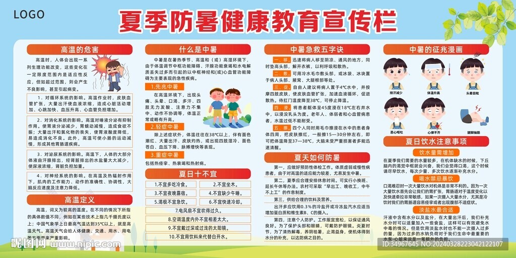 夏季防暑健康宣传栏