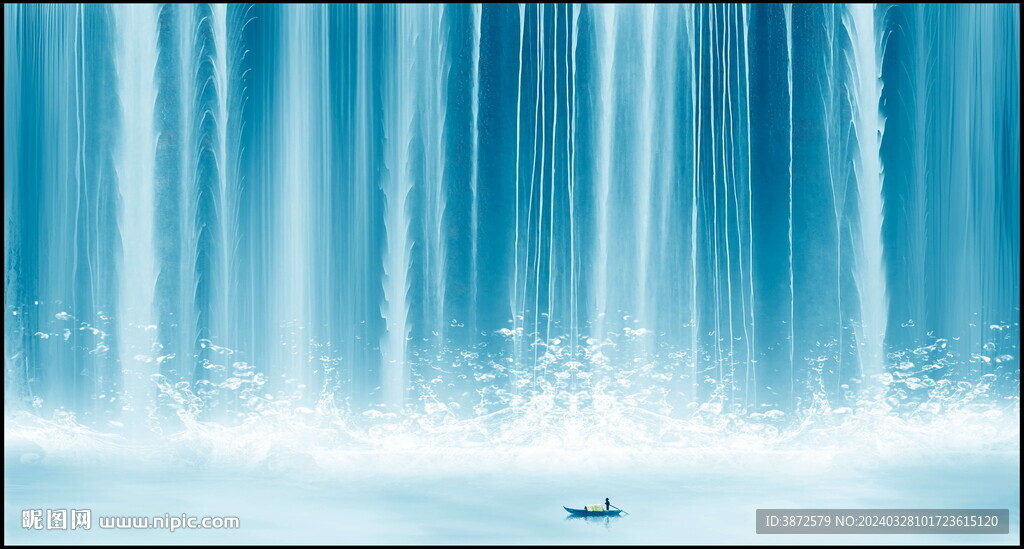 流水生财山水画