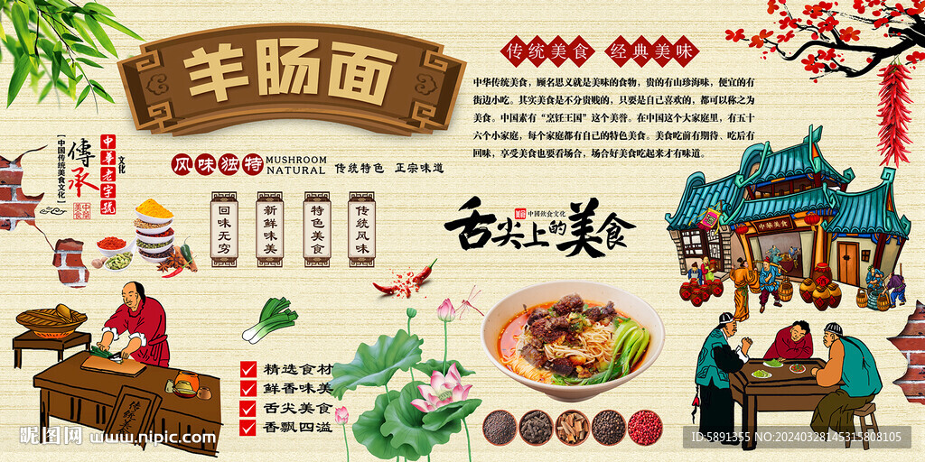 羊肠面 羊肠面背景墙 羊肠面海