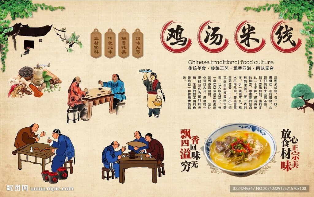 鸡汤米线背景墙