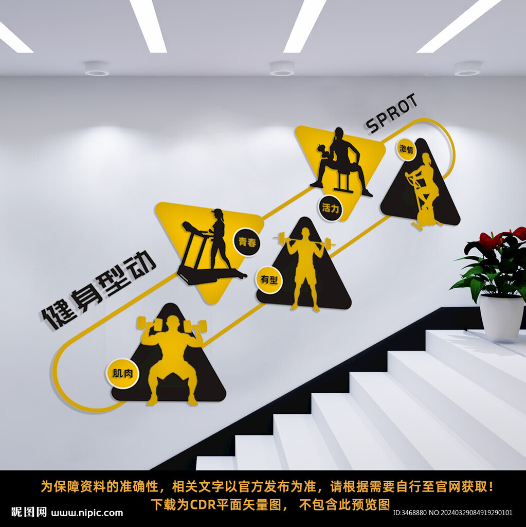 健身房楼梯文化墙