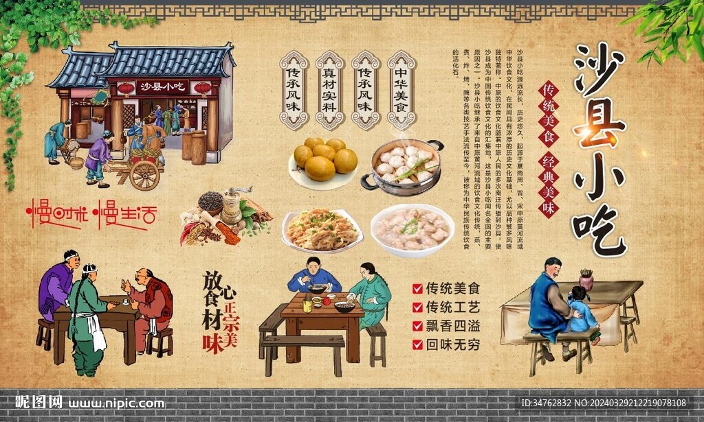沙县小吃背景墙