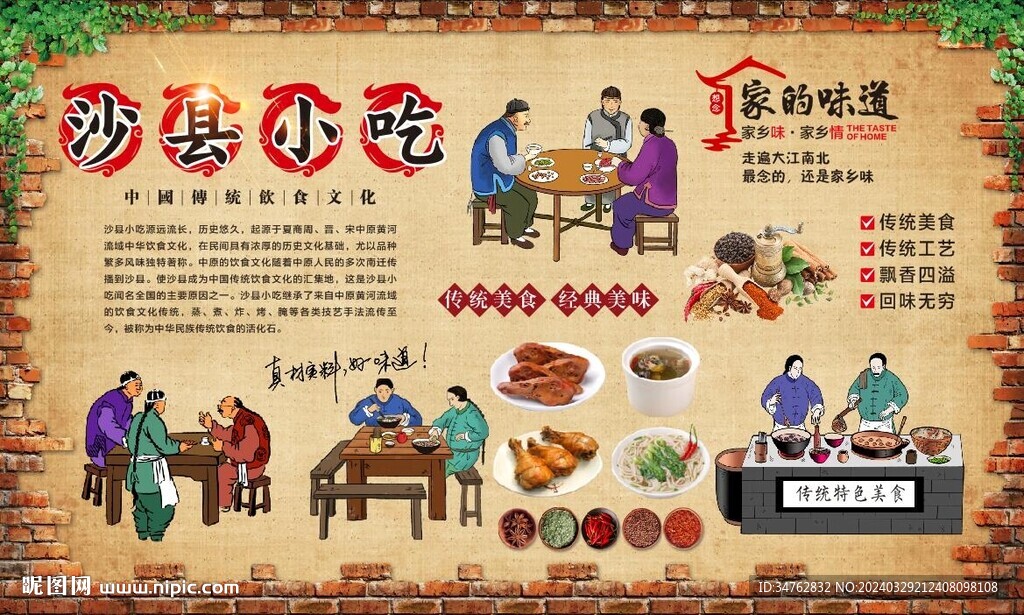 沙县小吃背景墙