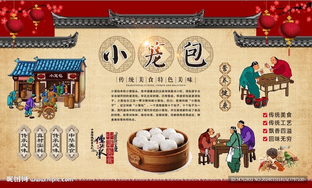 小笼包背景墙
