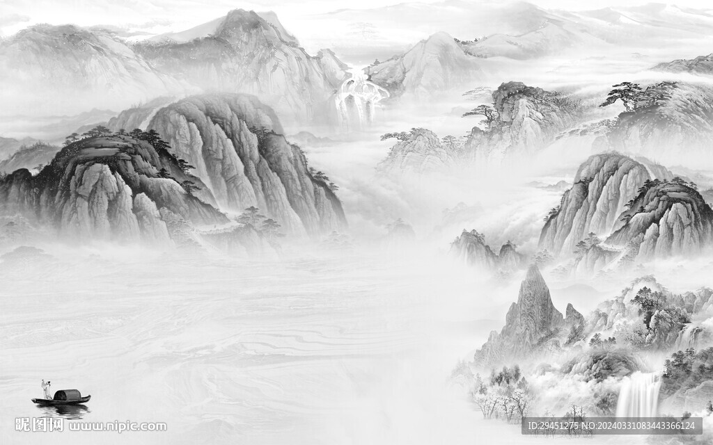 新款 最新中式山水 TIF分层