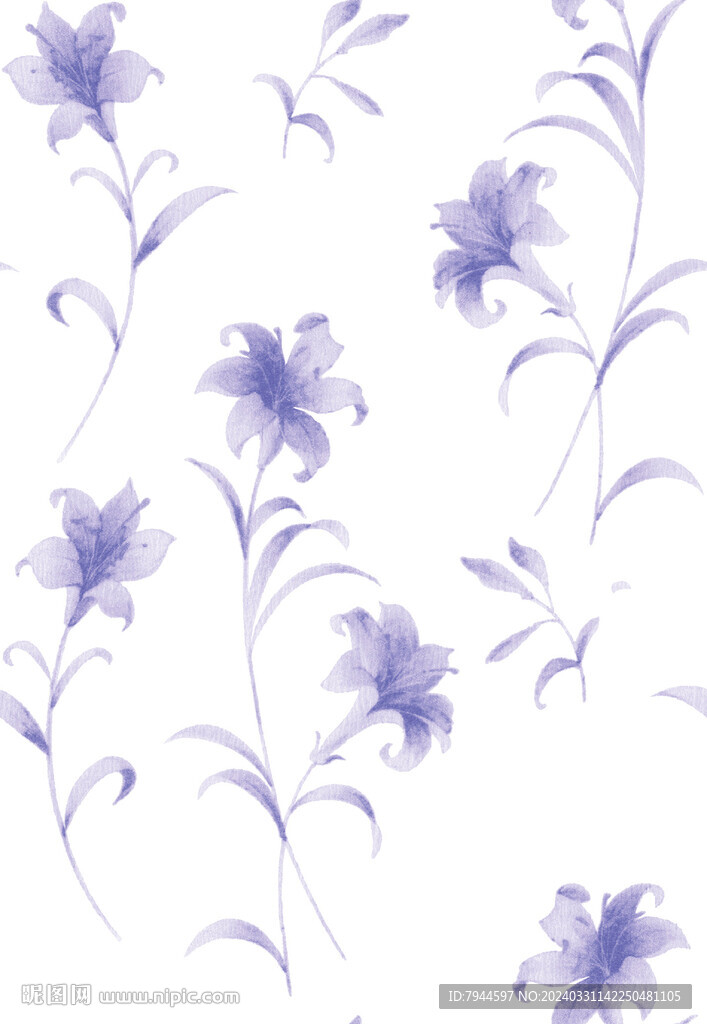 紫色花服装印花