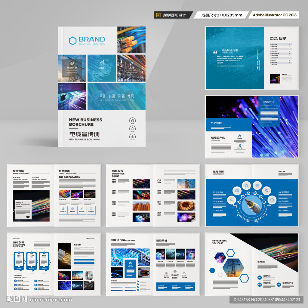 蓝色电缆画册