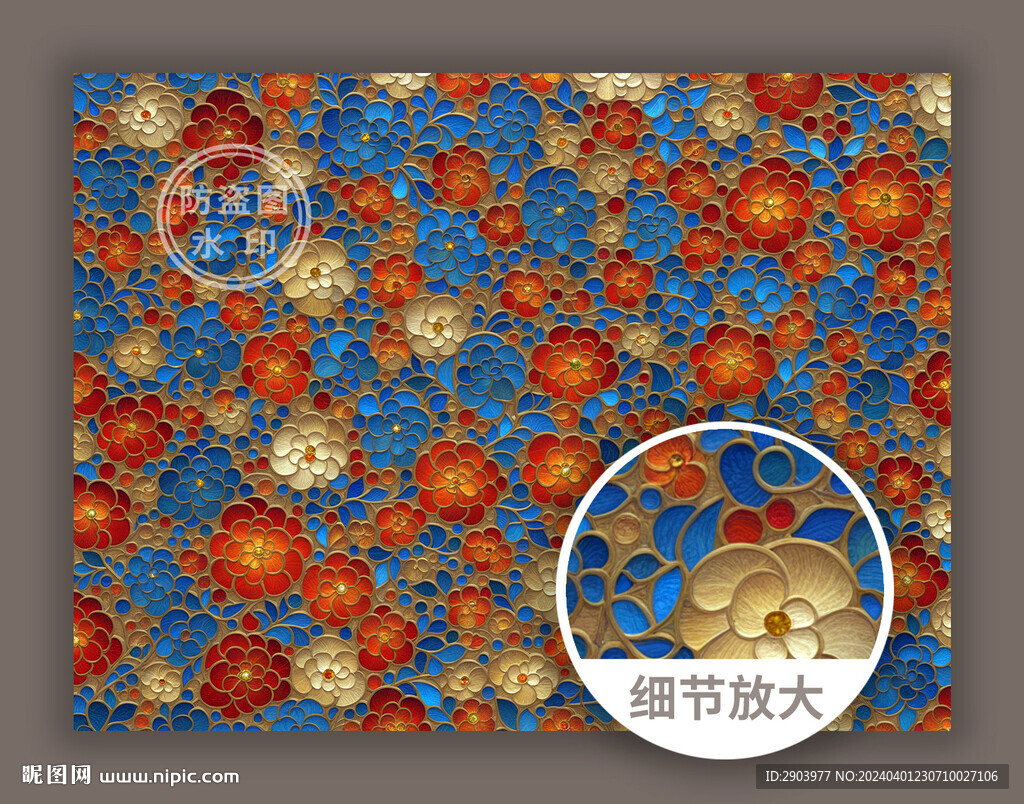 立体浮雕古典华丽花纹背景图案