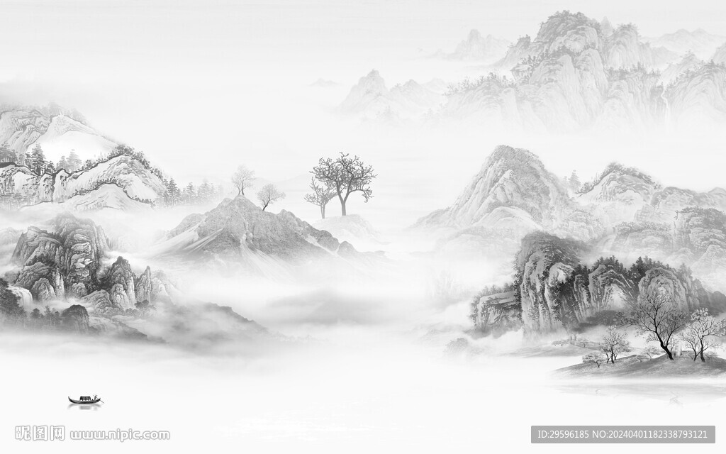 简约 新品灰色山水 TIF分层