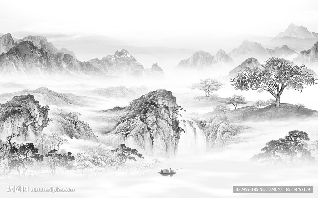 高清 极简中式山水 TiF分层