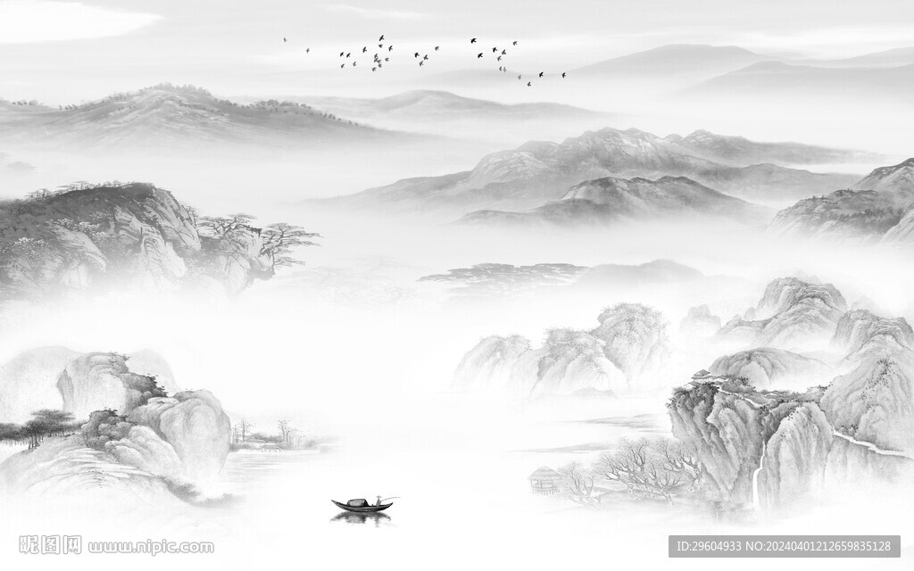高档 简约灰色山水 TiF分层