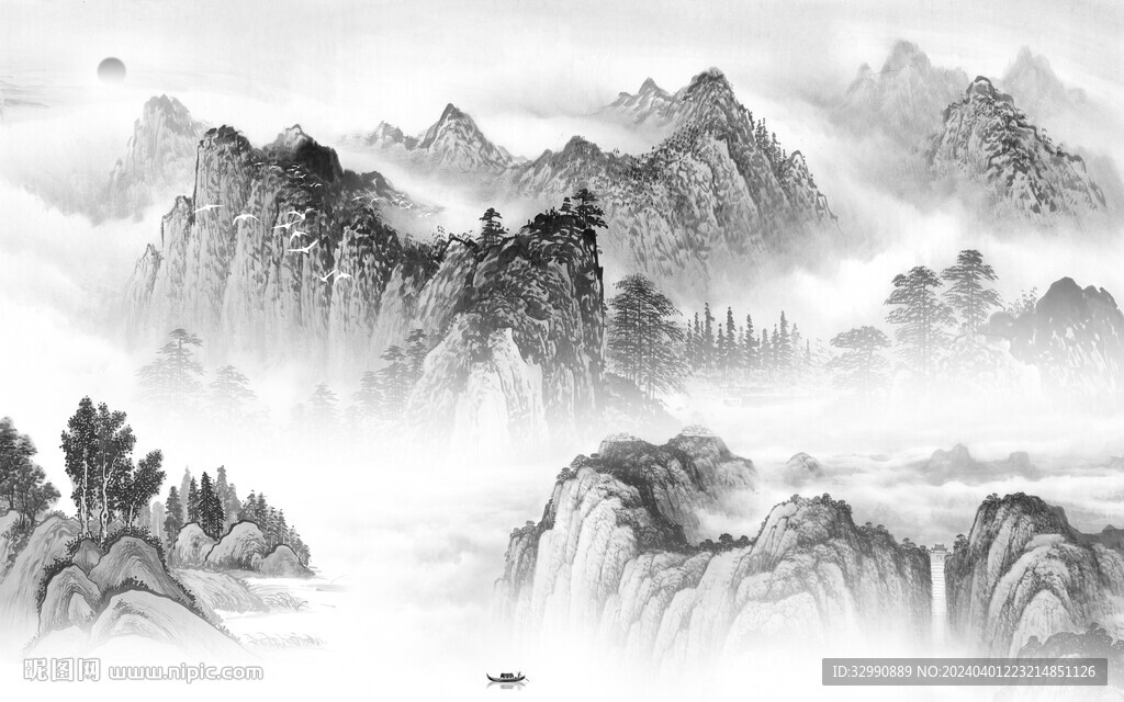 简约 新传灰色山水 TIF分层