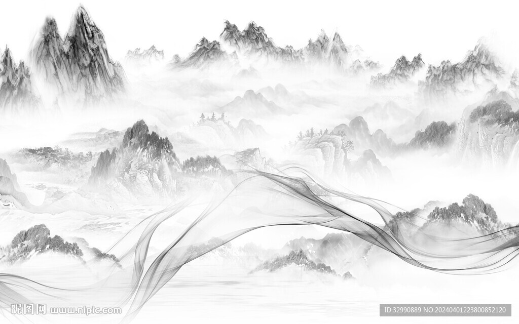 现代 新传灰色山水 TIF分层
