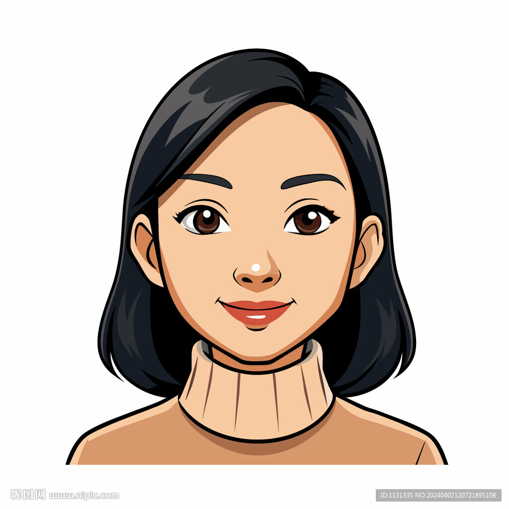 矢量人物黑发美丽女人
