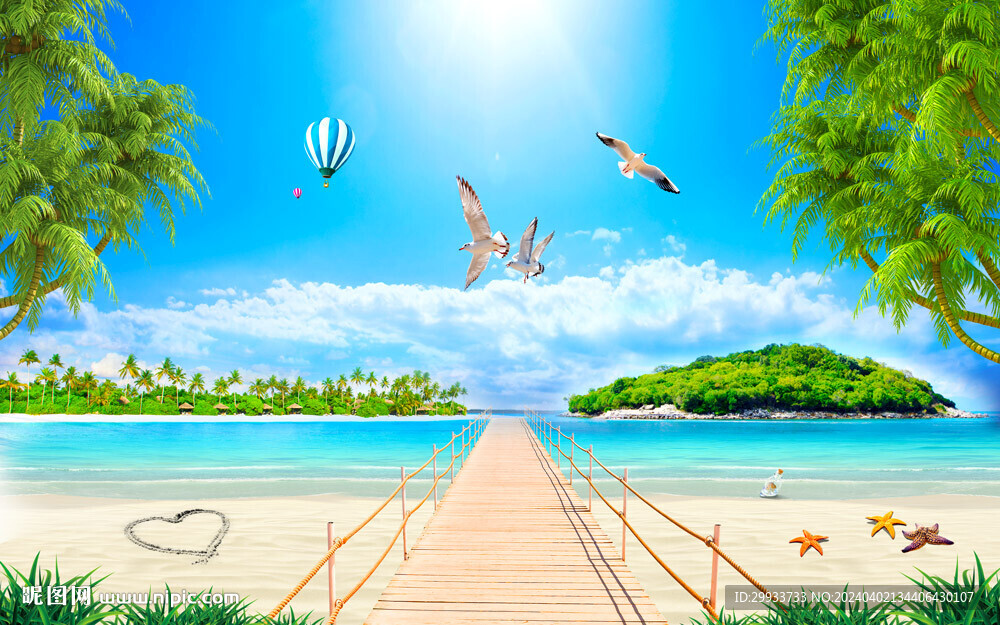 阳光沙滩海景图