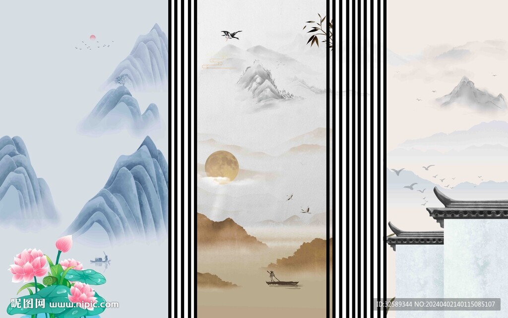 新中式背景墙 