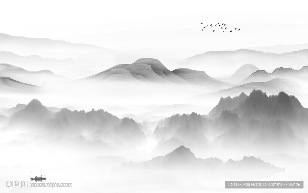 淡雅 意境灰色山水 TiF分层