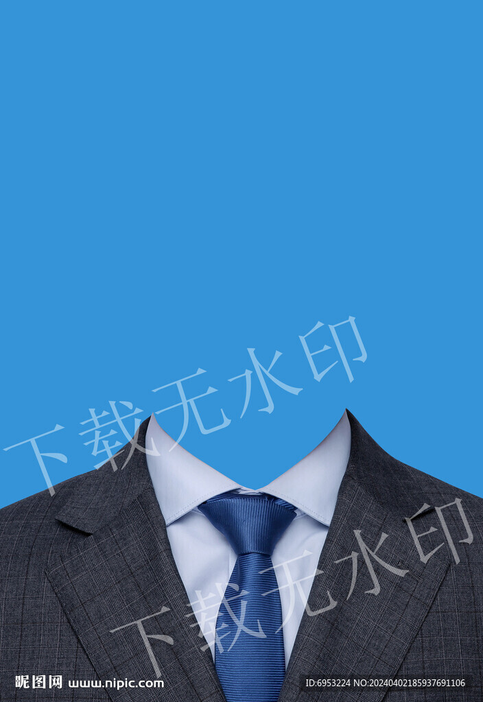 蓝色领带证件照西装