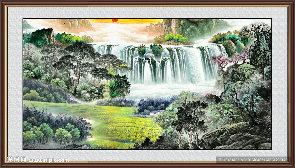 聚宝盆山水画