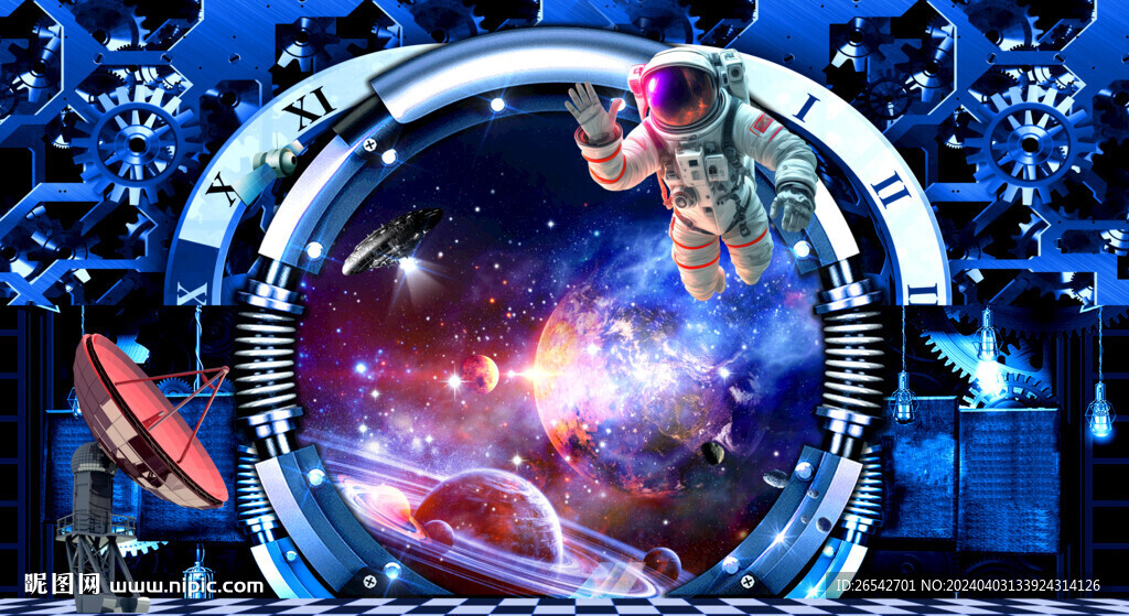 太空星球宇航员银河宇宙星空背景