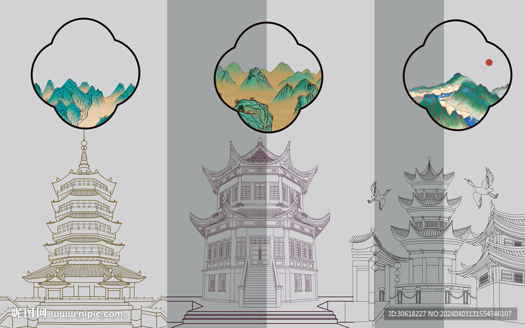 新中式现代电视背景墙