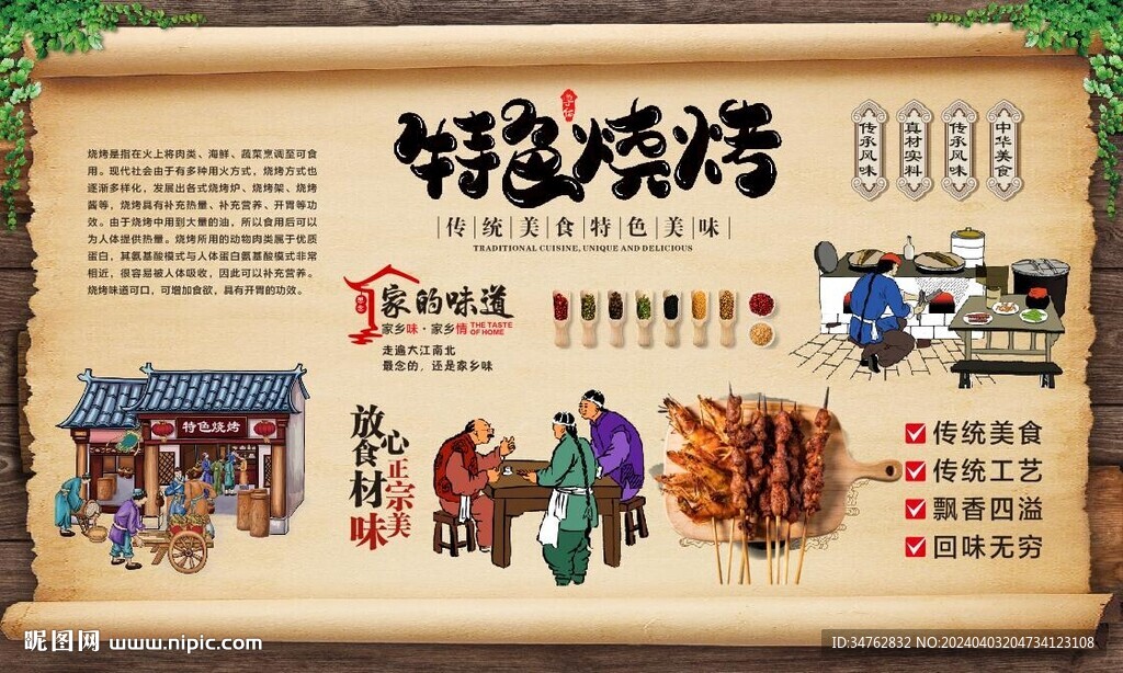 特色烧烤背景墙