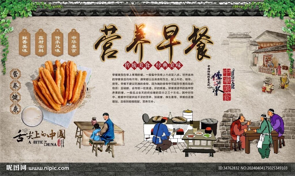 营养早餐背景墙