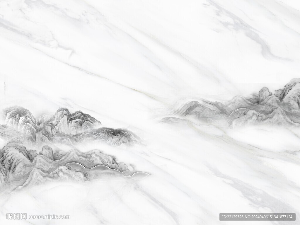 新中式石纹水墨山水