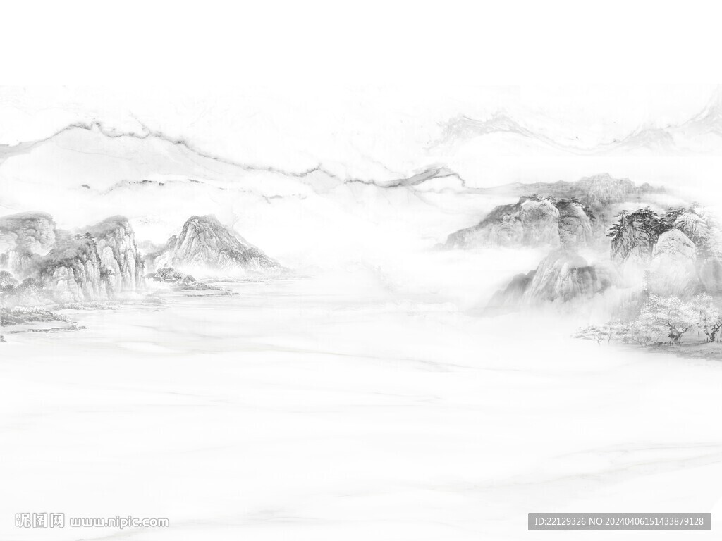 新中式石纹水墨山水