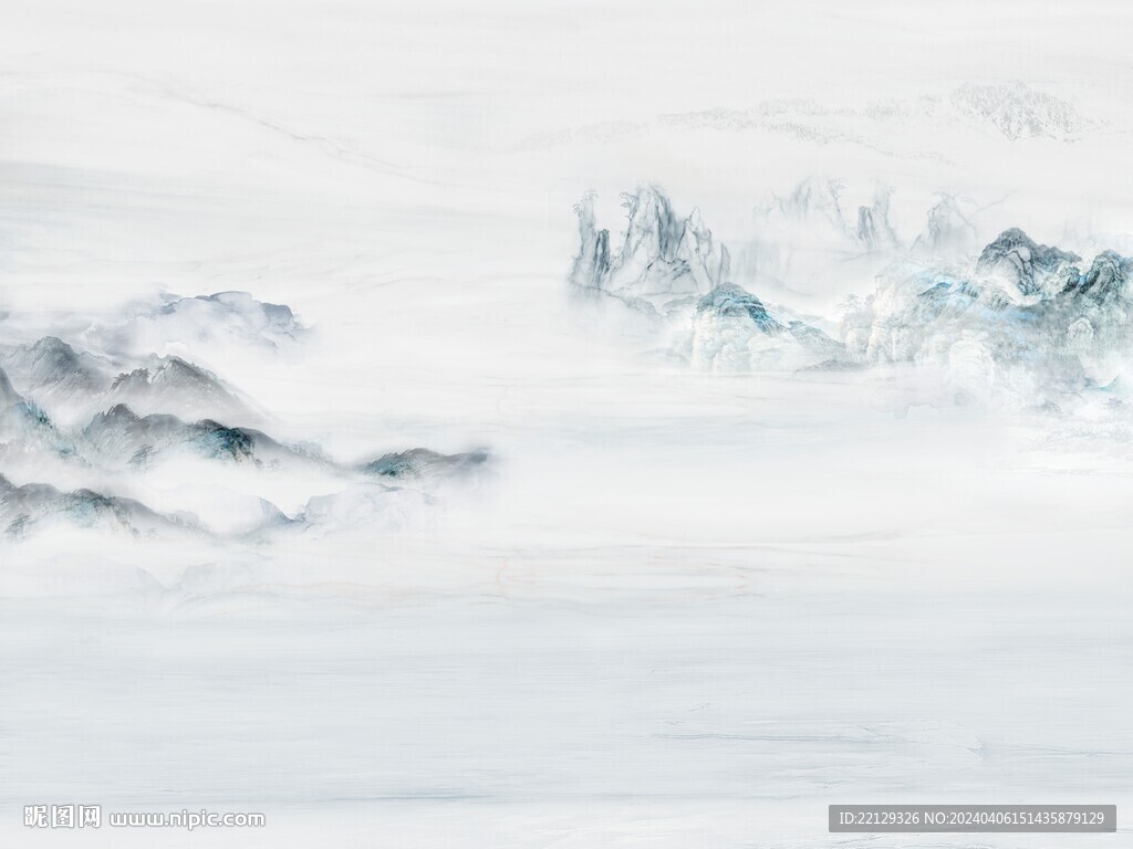 新中式石纹水墨山水