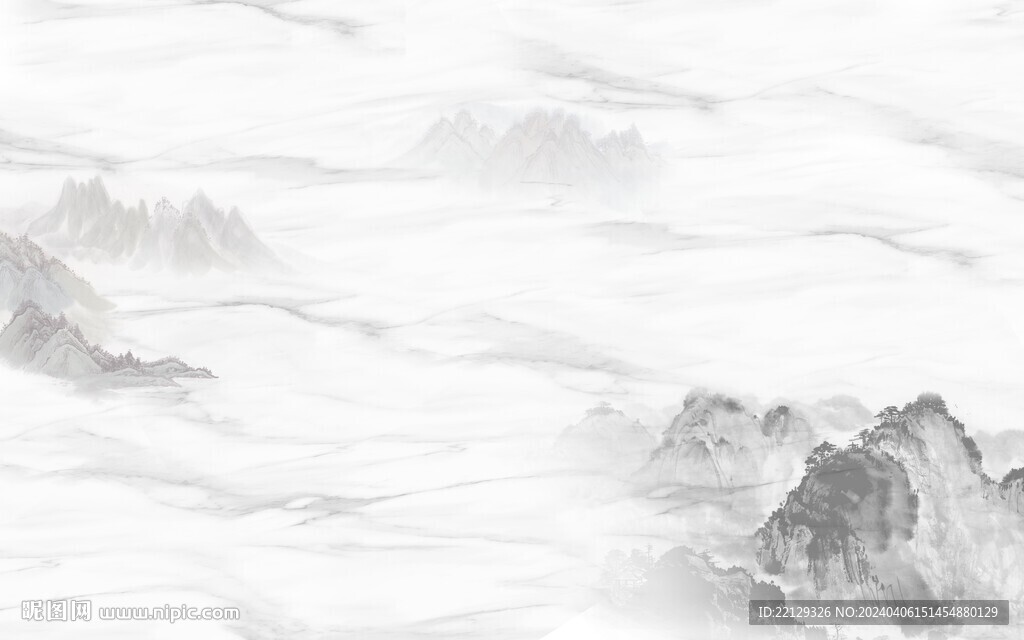 新中式石纹水墨山水