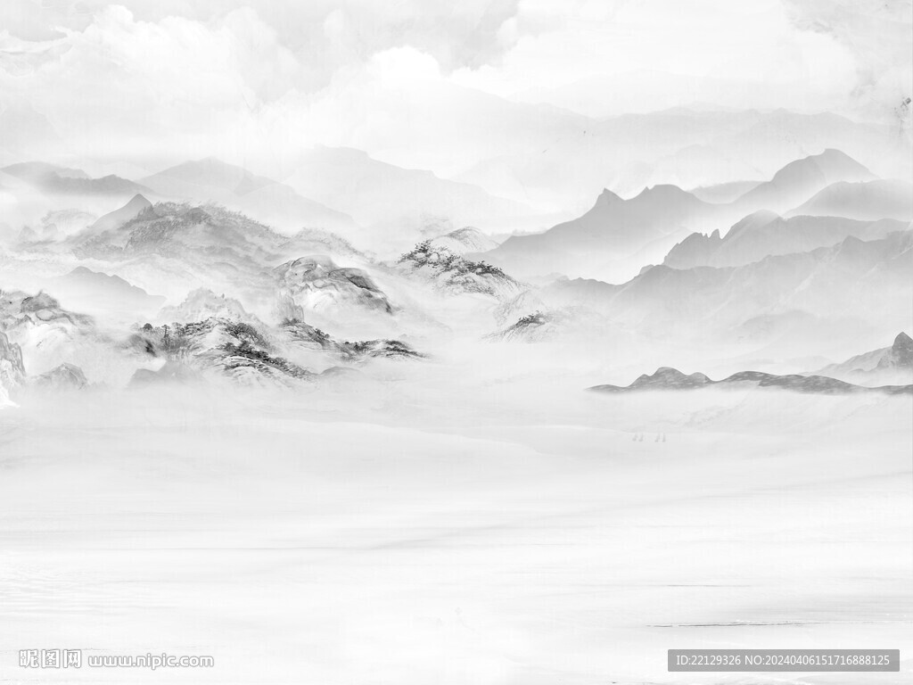 新中式石纹水墨山水