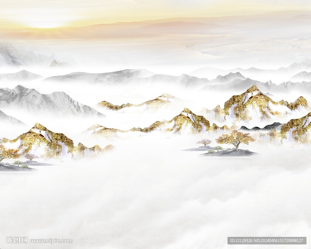 新中式金色山水