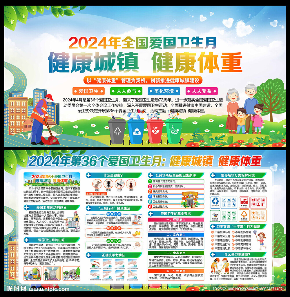 2024年爱国卫生月宣传栏展板